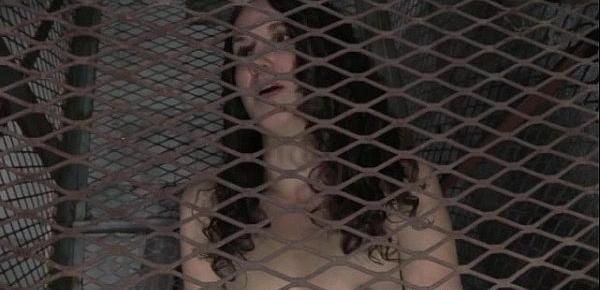  Caged sub gets shackled and toyed